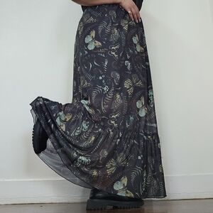 Midnight Hour Goth Moth Maxi Skirt